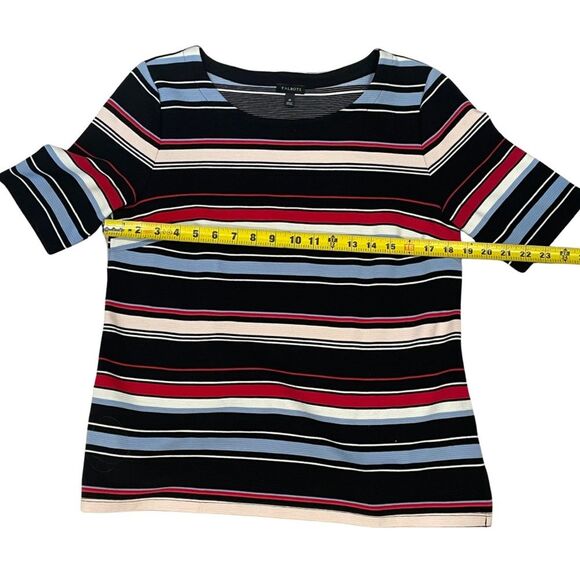 Talbots Women's Striped Top - Black, Red, Blue - Picture 3 of 7